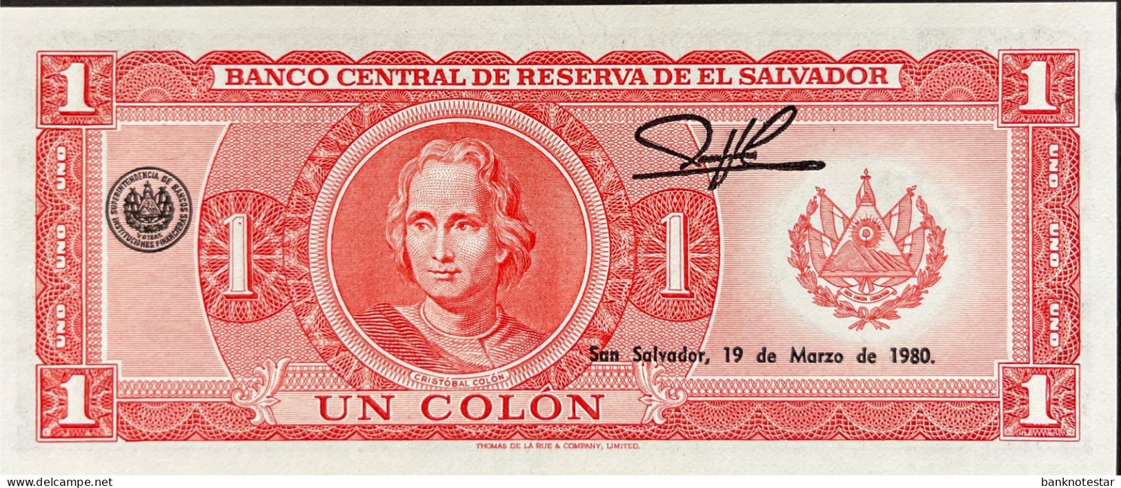 El Salvador 1 Colon, P-125a (07.07.1977) - UNC - El Salvador