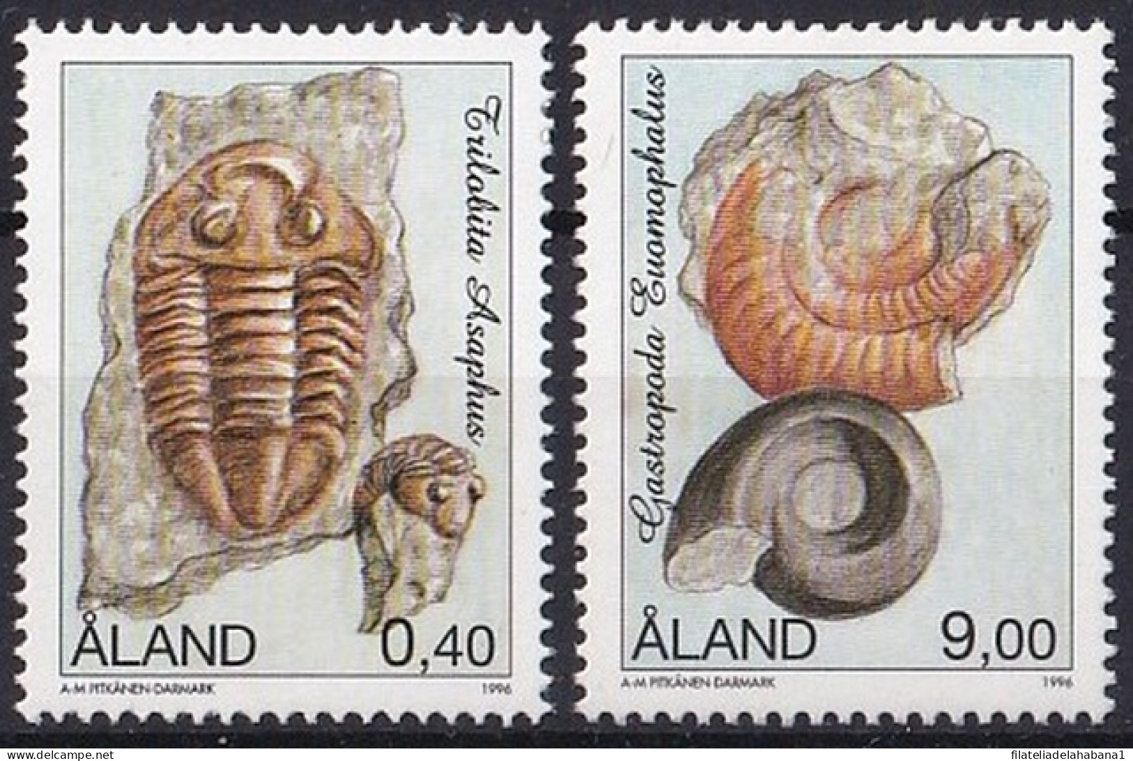 F-EX42787 ALAND MNH 1996 FOSSIL MARINE WILDLIFE TRILOBITES PALEONTOLOGY. - Fossielen