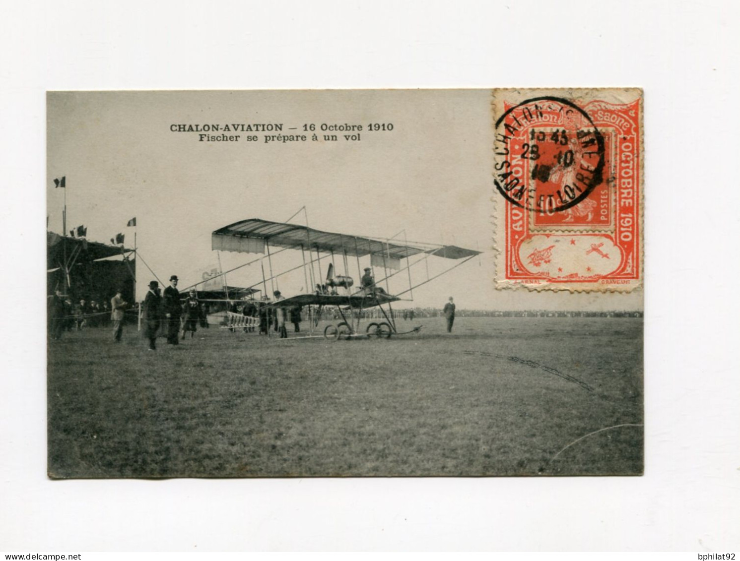 !!! PORTE TIMBRE DU MEETING DE CHALON SUR SAONE DE 1910 SUR CPA. RR - Briefe U. Dokumente