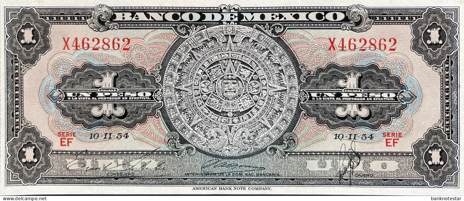 Mexico 1 Peso, P-56a (10.02.1954) - UNC - Serie EF - México