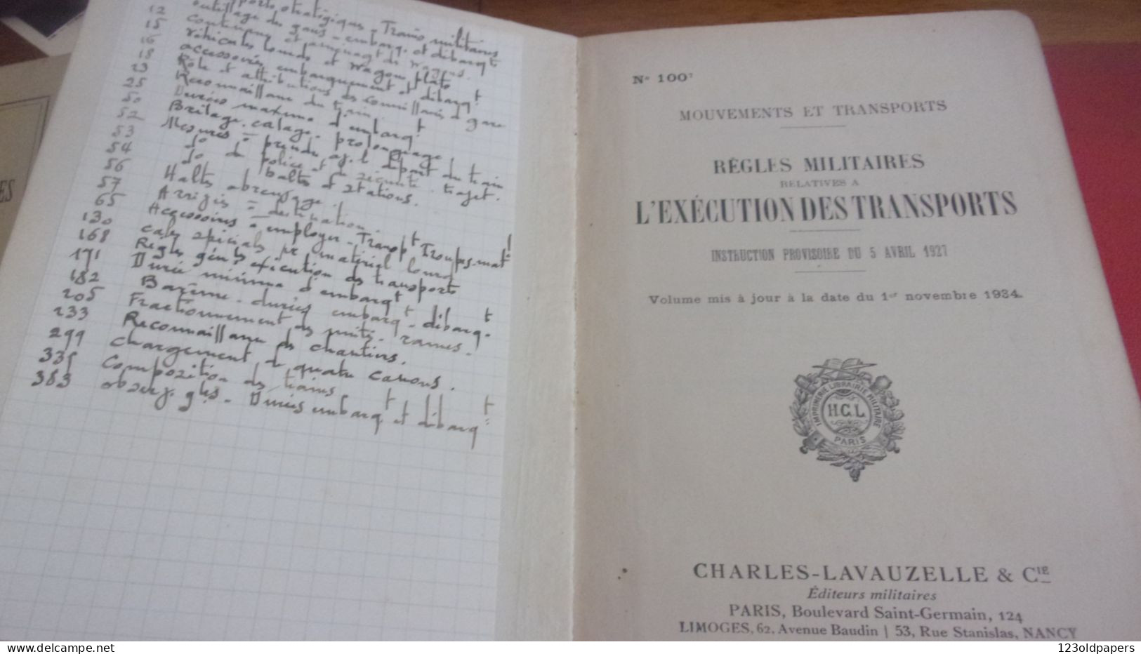 1934 LAVAUZELLE MOUVEMENTS TRANSPORTS  REGLES MILITAIRES SUR L EXECUTION DES TRANSPORTS - Français