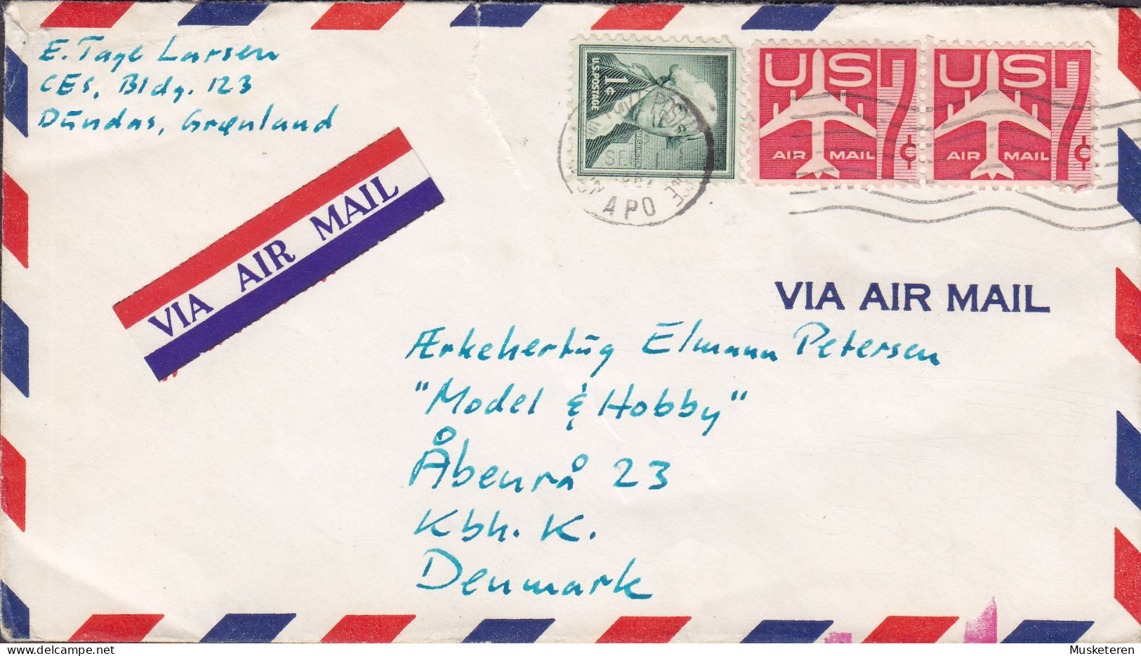 United States Via Air Mail APO Army Postal Office DUNDAS Greenland 1969 Cover Brief Lettre KØBENHAVN K. Denmark - Covers & Documents