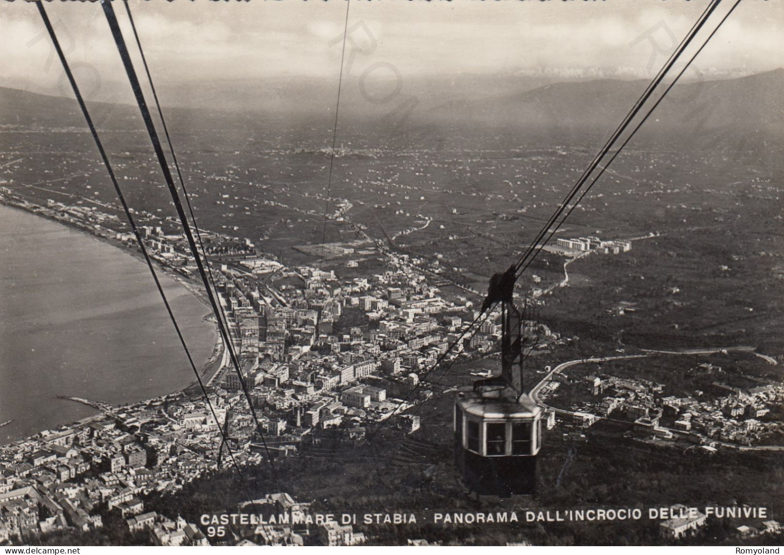 CARTOLINA  CASTELLAMMARE DI STABIA,NAPOLI,CAMPANIA-PANORAMA DALL'INCROCCIO DELLE FUNIVIE-MARE,VACANZA,VIAGGIATA 1953 - Castellammare Di Stabia