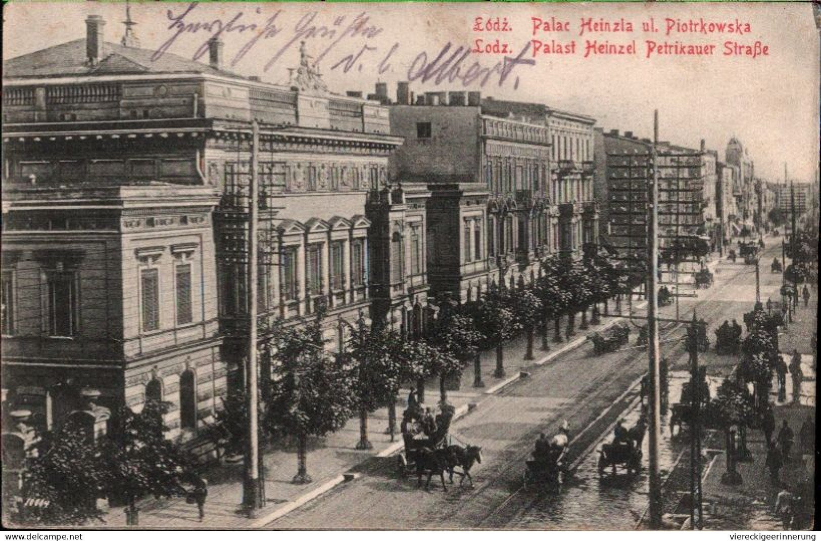 ! Alte Ansichtskarte Aus Lodz, Palast Heinzel, Petrikauer Straße, Polen, 1915 - Poland