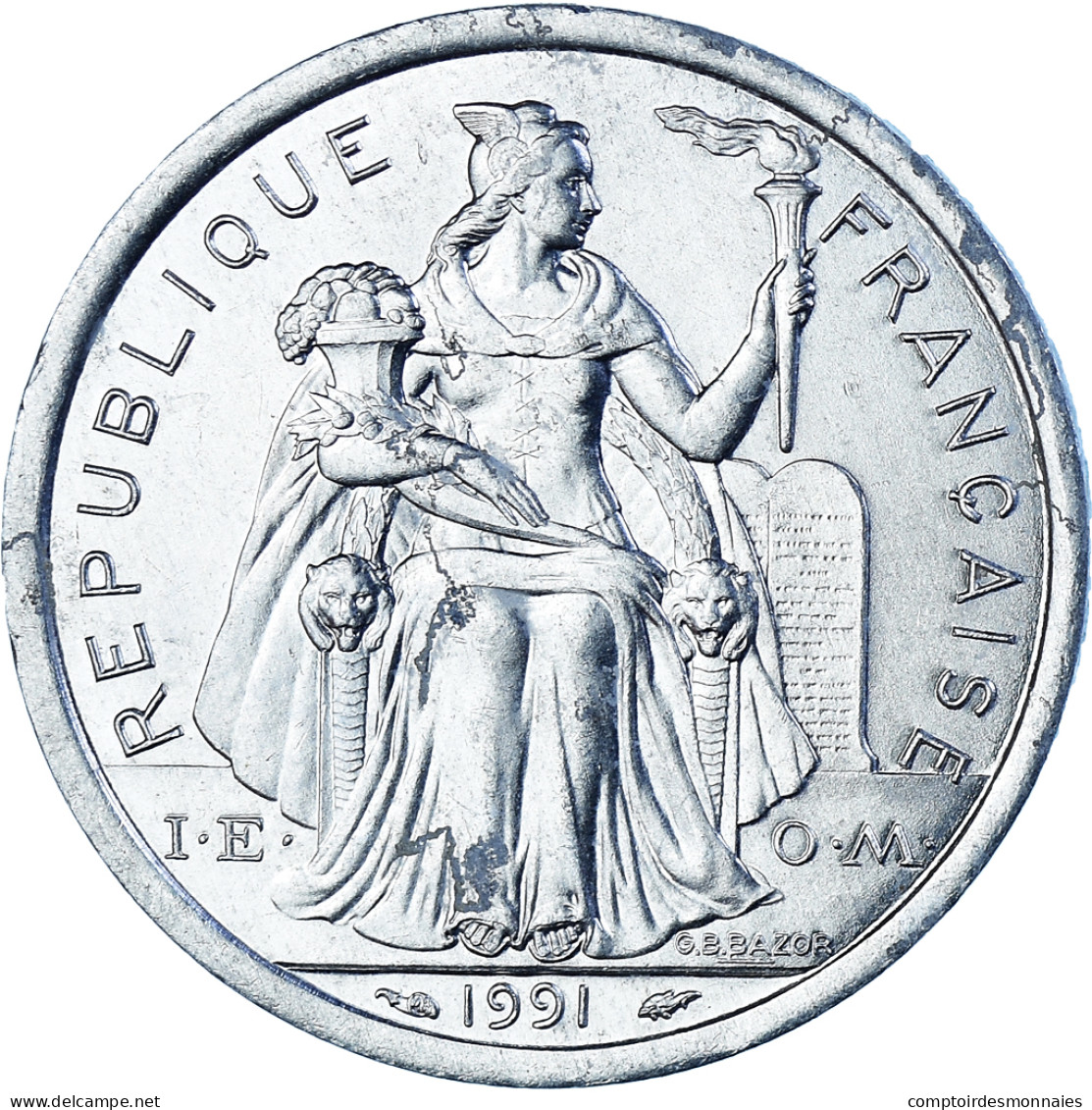 Monnaie, Polynésie Française, 2 Francs, 1991 - Frans-Polynesië