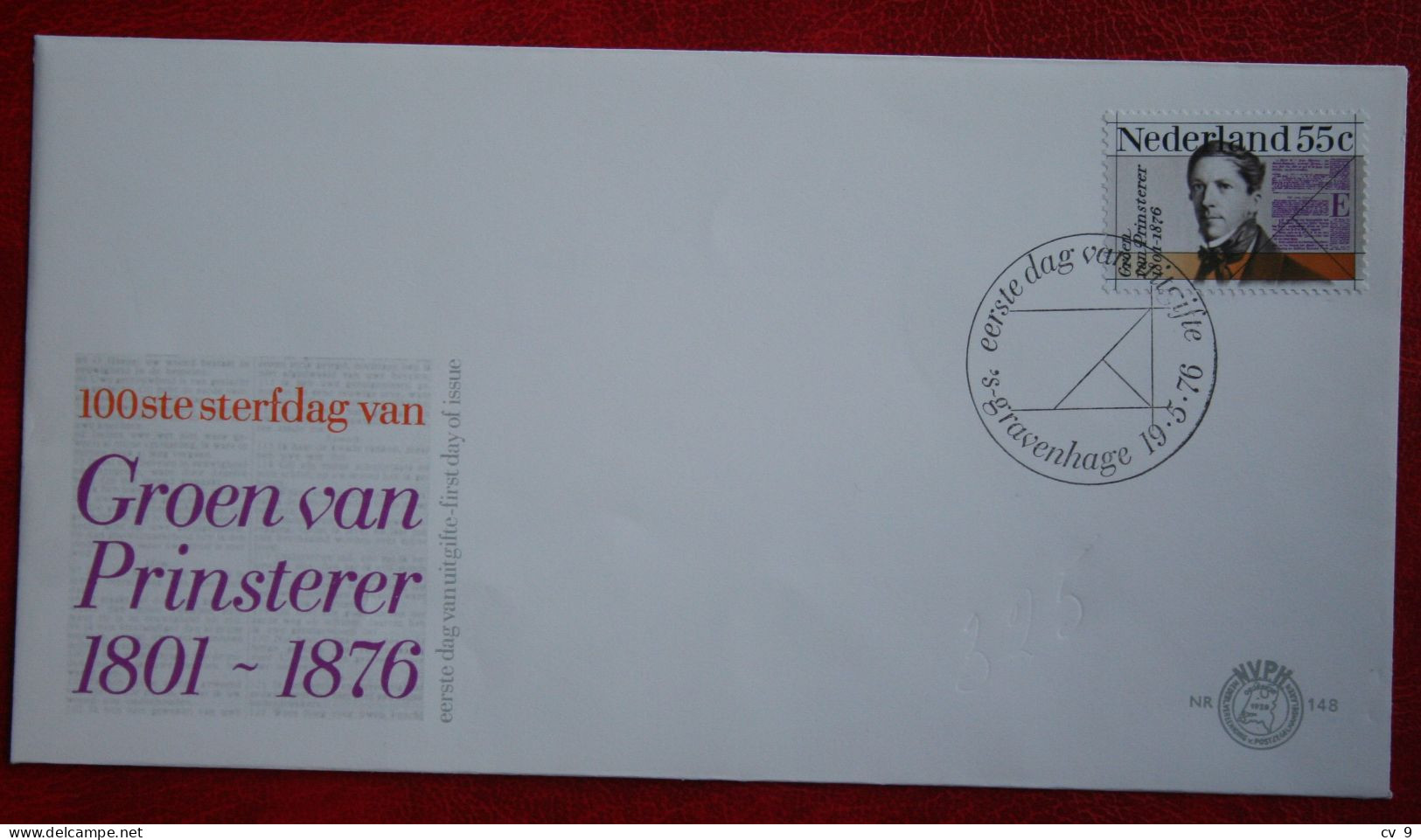 FDC E148 148 Groen Van Prinsterer NVPH 1090 1976 Without Address NEDERLAND NIEDERLANDE NETHERLANDS - FDC