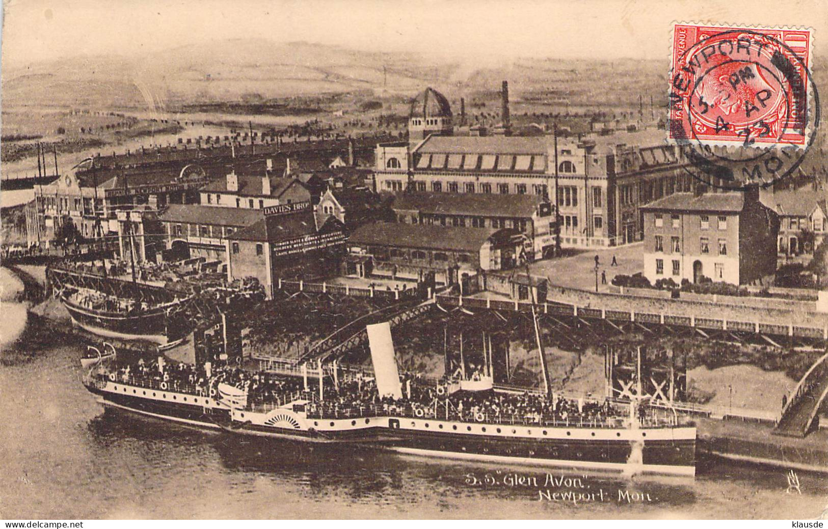 SS "Glen Avon" Im Hafen Von  Newport Mon 1923 - Monmouthshire