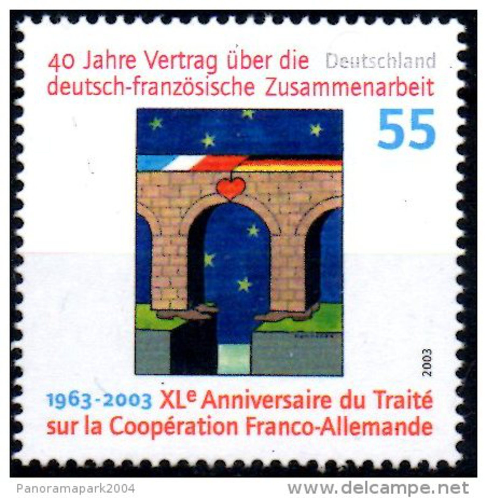Emission Commune France Allemagne 2003 40e Anniversaire Traité De L'Elysée Coopération Tomi Ungerer Yvert N°2139 - Joint Issues