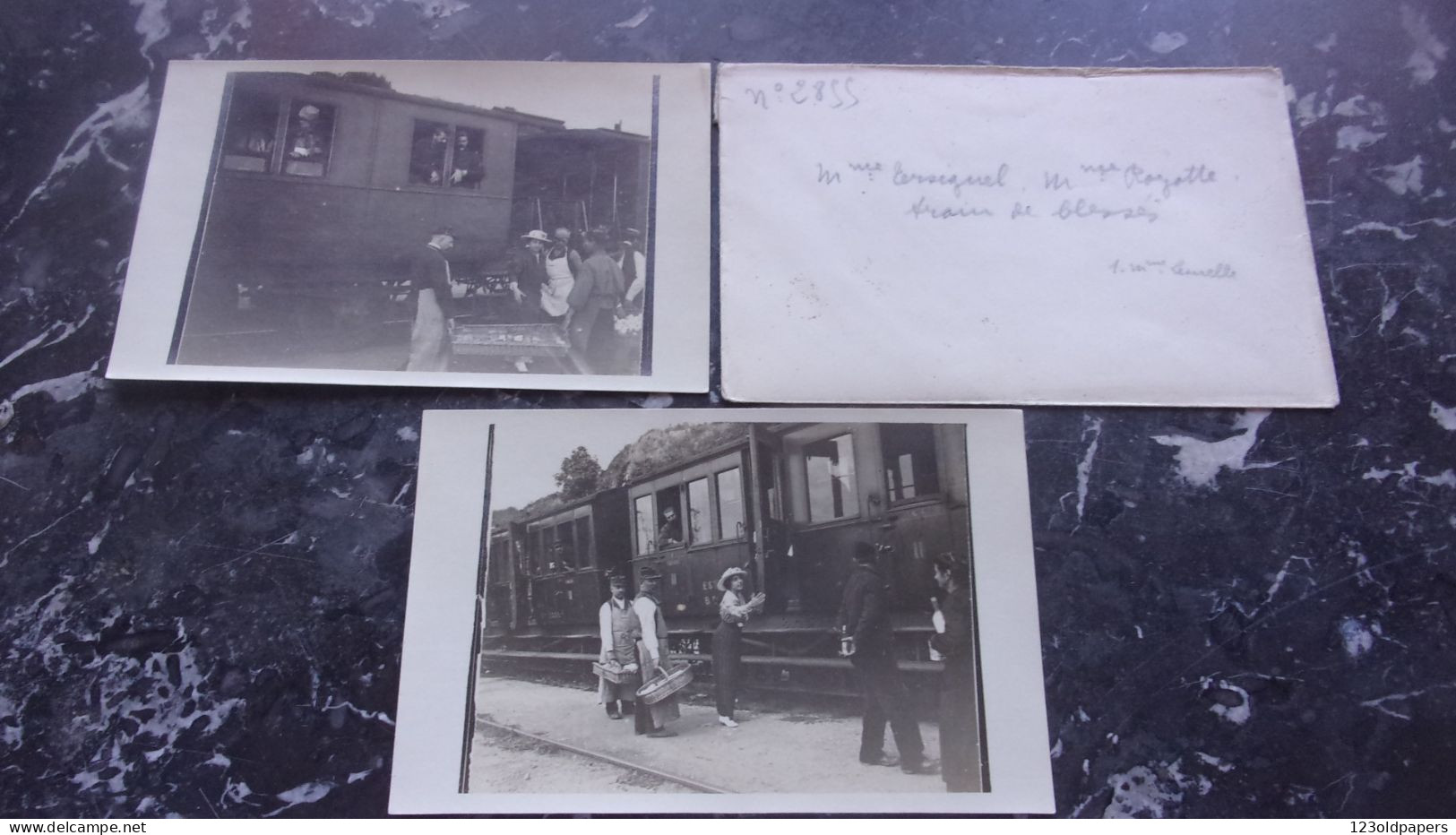 TRAIN DE BLESSES GUERRE 1914  MME TERSIGNEL ET ROZOTTE TRAIN A L ARRET AUX ENVIRONS D ARGENTON CREUSE QUESNEL - Guerra, Militares