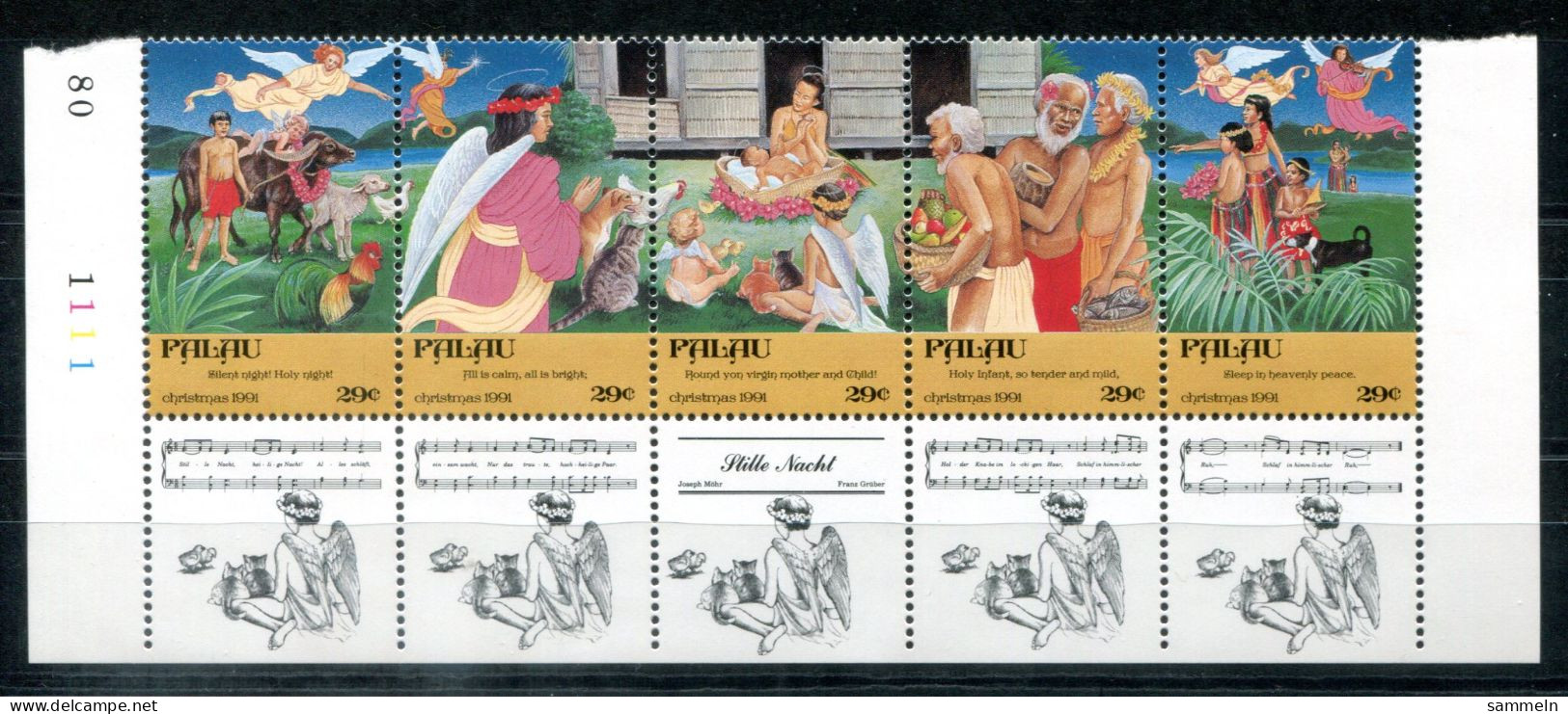 PALAU 501-505 Zusammendruck Vom Unterrand Mnh - Weihnachten, Christmas, Noël - PALAOS - Palau