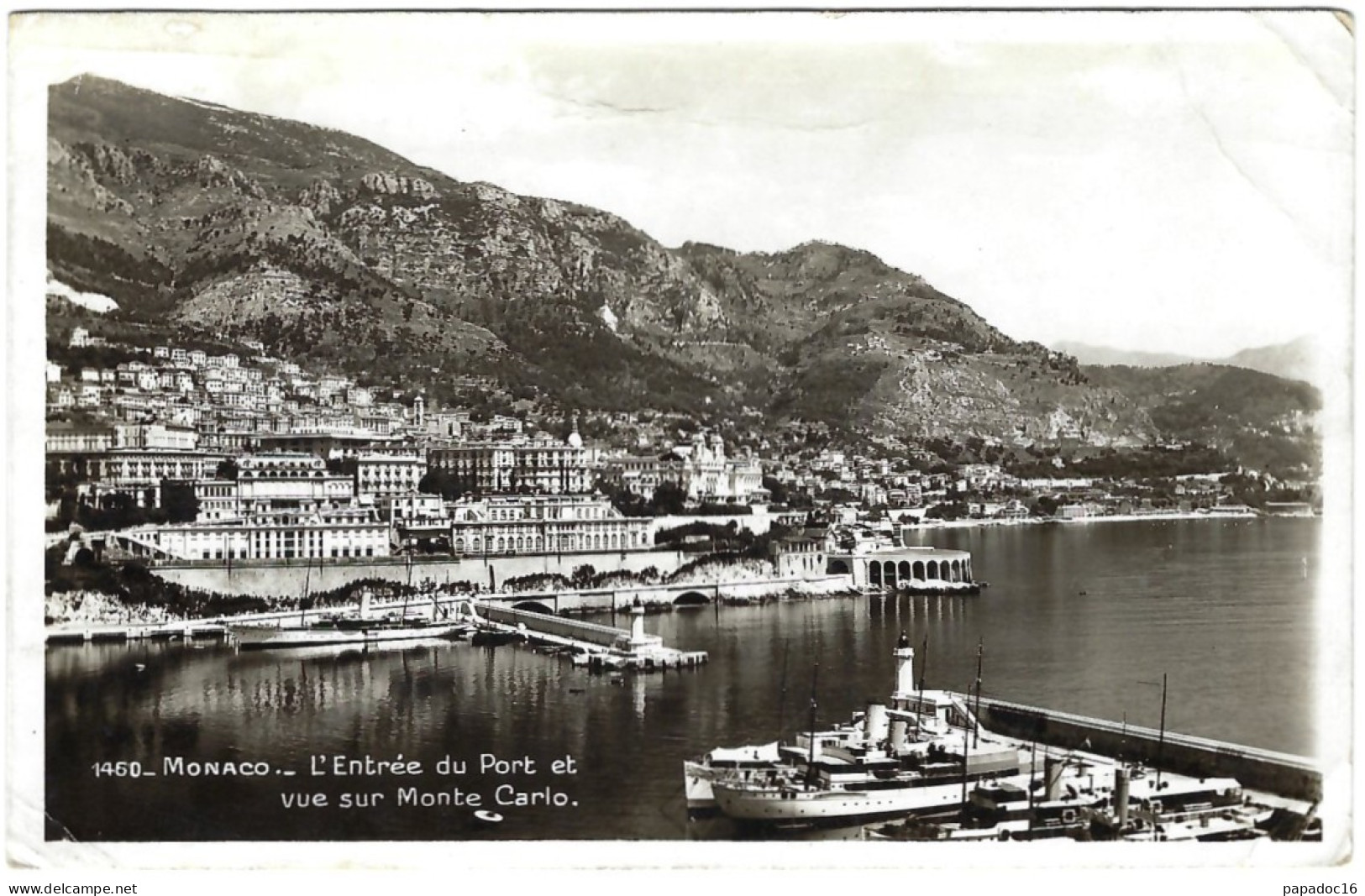 MC - Monaco - L'entrée Du Port Et Vue Sur Monte Carlo - éd. "La Cigogne" N° 1460 (circ. 1938) - Harbor