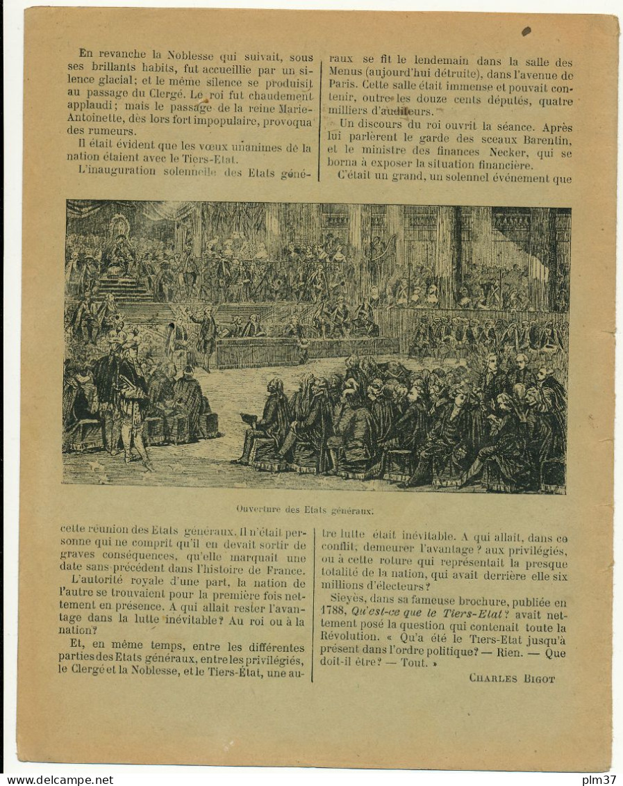 Couverture De Cahier - Cahiers Du Centenaire De 1789, Louis XVI, Etats Généraux - Collection L. Geisler - Protège-cahiers