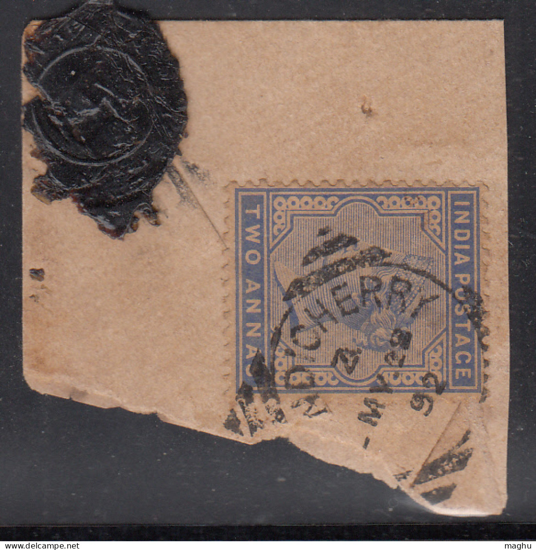 2a QV On Piece, French India, British India Used Abroad, Pondicherry CDS Used - Usati