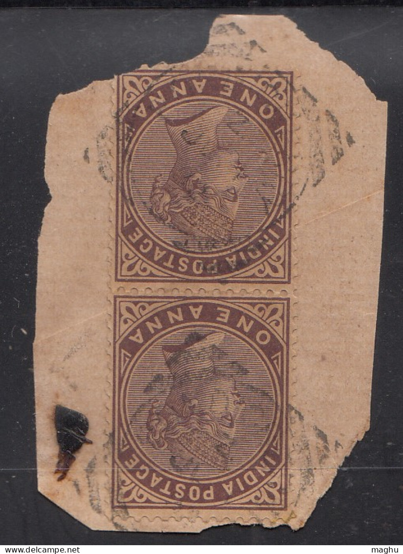 1a Pair QV On Piece, French India, British India Used Abroad, Pondicherry CDS Used - Gebruikt