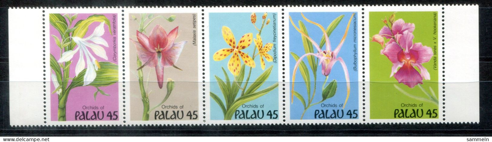 PALAU 361-365 Zusammendruck Mnh - Orchideen, Orchids, Orchidées - PALAOS - Palau