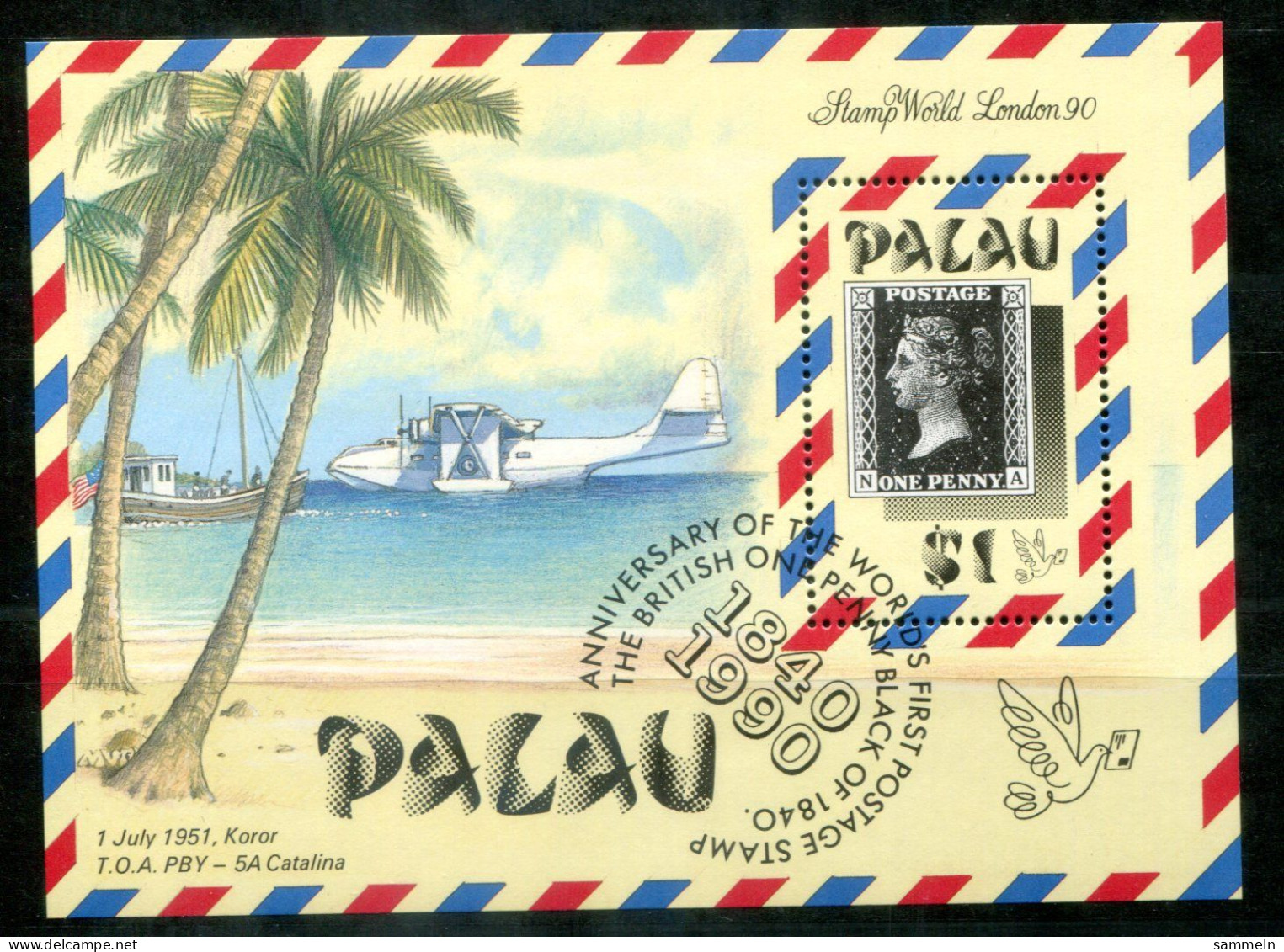 PALAU Block 7, Bl.7 Mnh - Marke Auf Marke, Stamp On Stamp, Timbre Sur Timbre - PALAOS - Palau