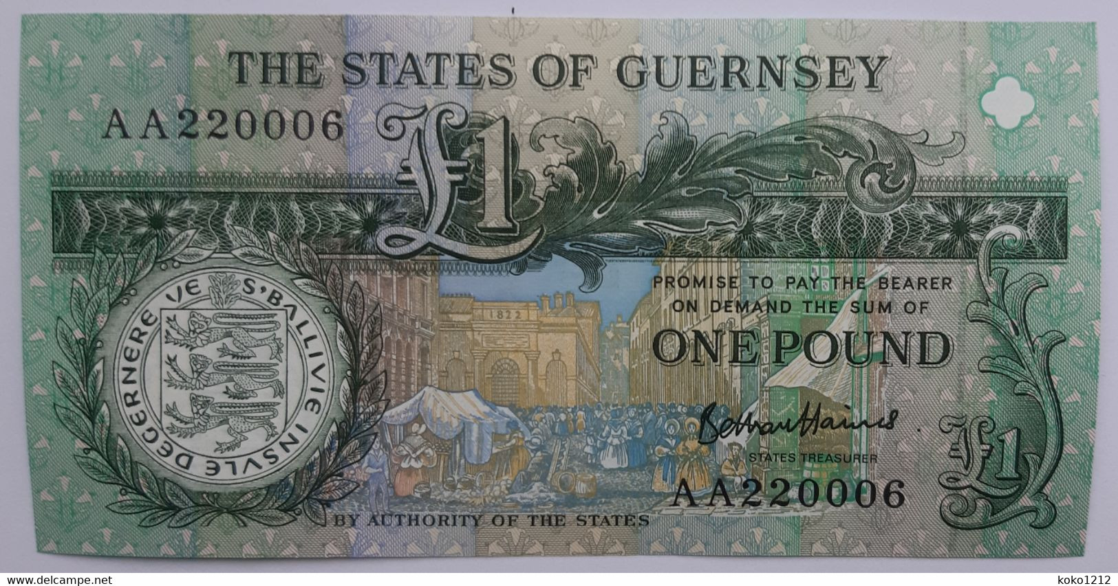 Guernsey 1 Pound P52d N.D. 2022 UNC Prefix AA - Guernesey