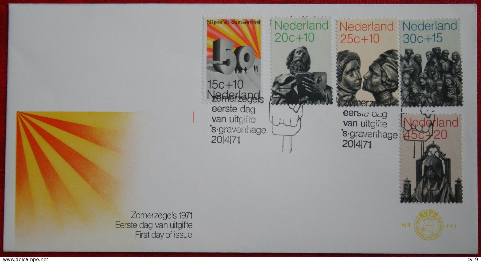 FDC E111 111 Zomerzegels Summer Sommer NVPH 985-989 1971 Without Address NEDERLAND NIEDERLANDE NETHERLANDS - FDC