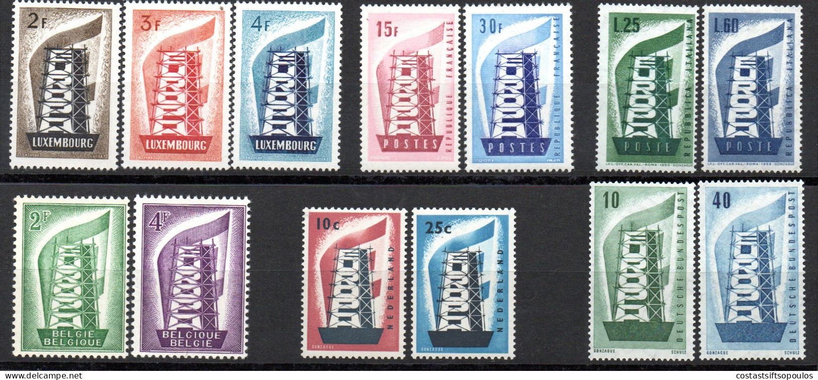 1635. EUROPA 1956 COMPLETE YEAR 6 SETS MNH - 1956