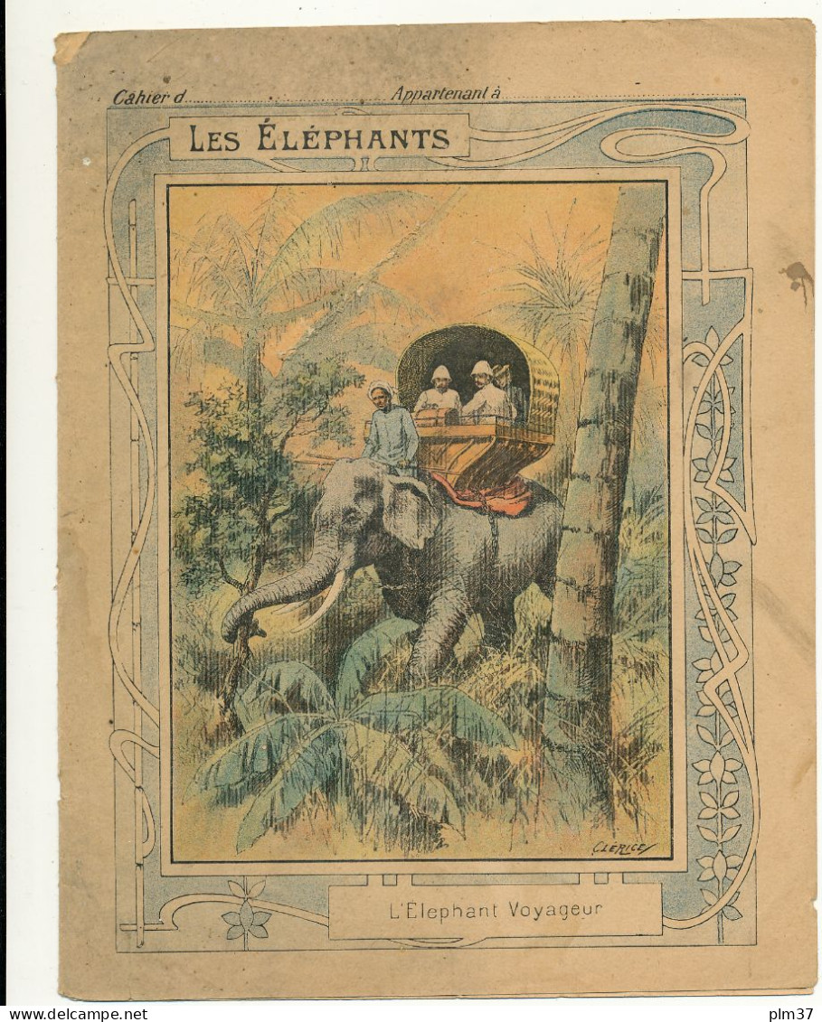 Couverture De Cahier - Les Eléphants, L'éléphant Voyageur - Collection Godchaux - Protège-cahiers