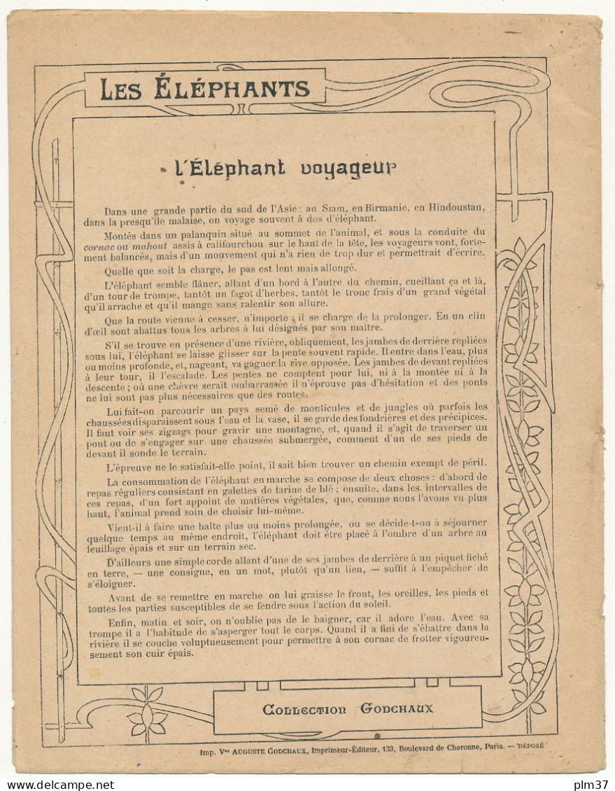 Couverture De Cahier - Les Eléphants, L'éléphant Voyageur - Collection Godchaux - Protège-cahiers