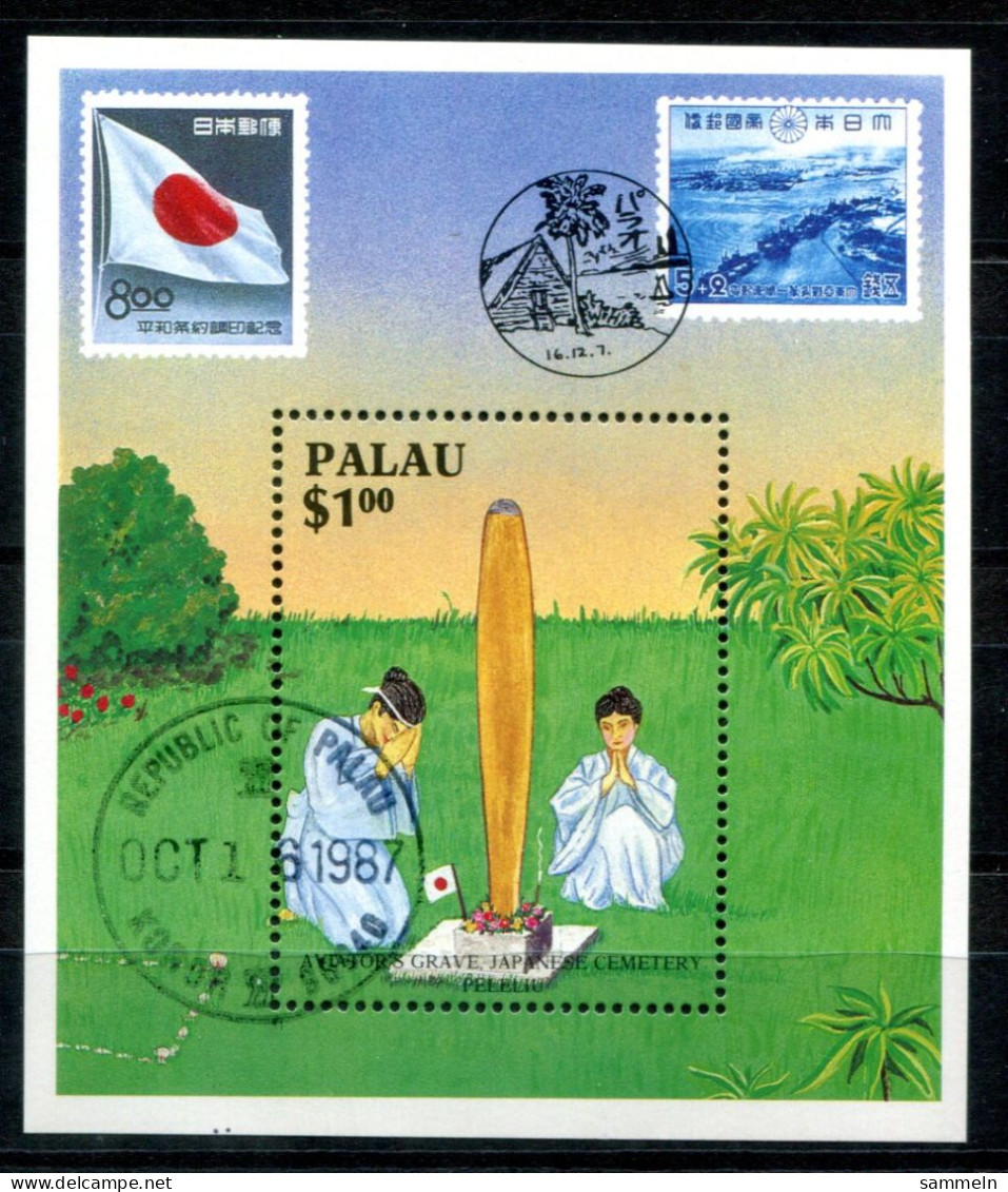 PALAU Block 2, Bl.2 Canc. - Marke Auf Marke, Stamp On Stamp, Timbre Sur Timbre - PALAOS - Palau