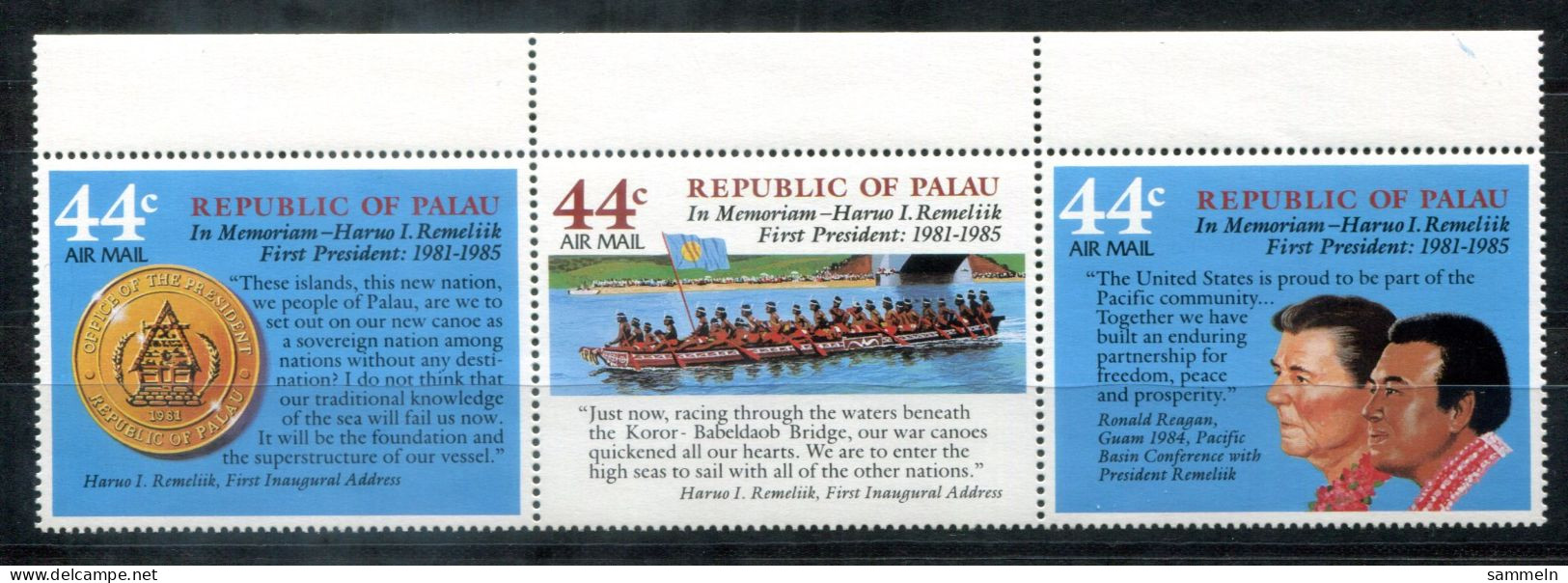 PALAU 146-148 Zusammendruck Oberrand Mnh - Kriegskanu, War Canoe, Canoë De Guerre  - PALAOS - Palau