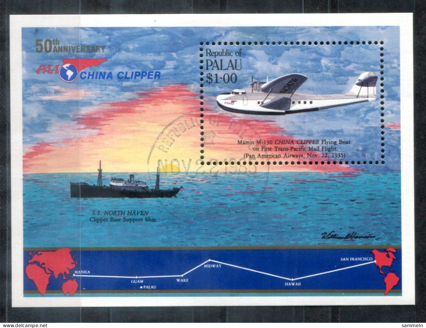 PALAU Block 1, Bl.1 Canc. - Flugzeug, Schiff, Plane, Ship, Avion, Bateau  - PALAOS - Palau