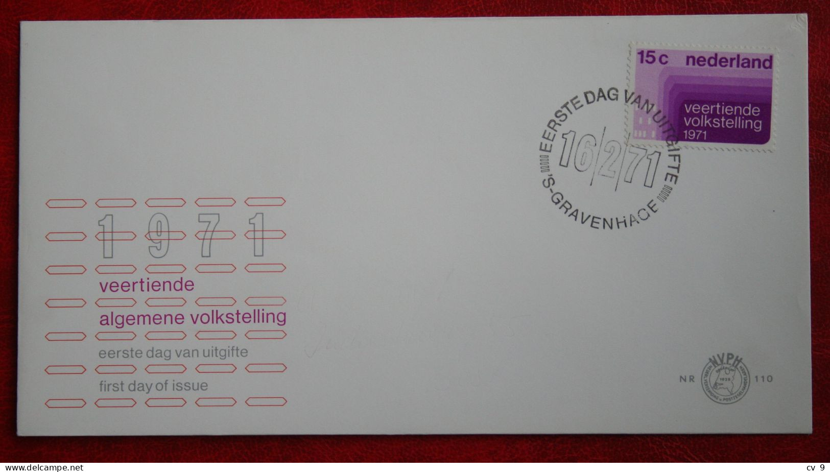 FDC E110 110 14e Volkstelling NVPH 984 1971 Without Address NEDERLAND NIEDERLANDE NETHERLANDS - FDC