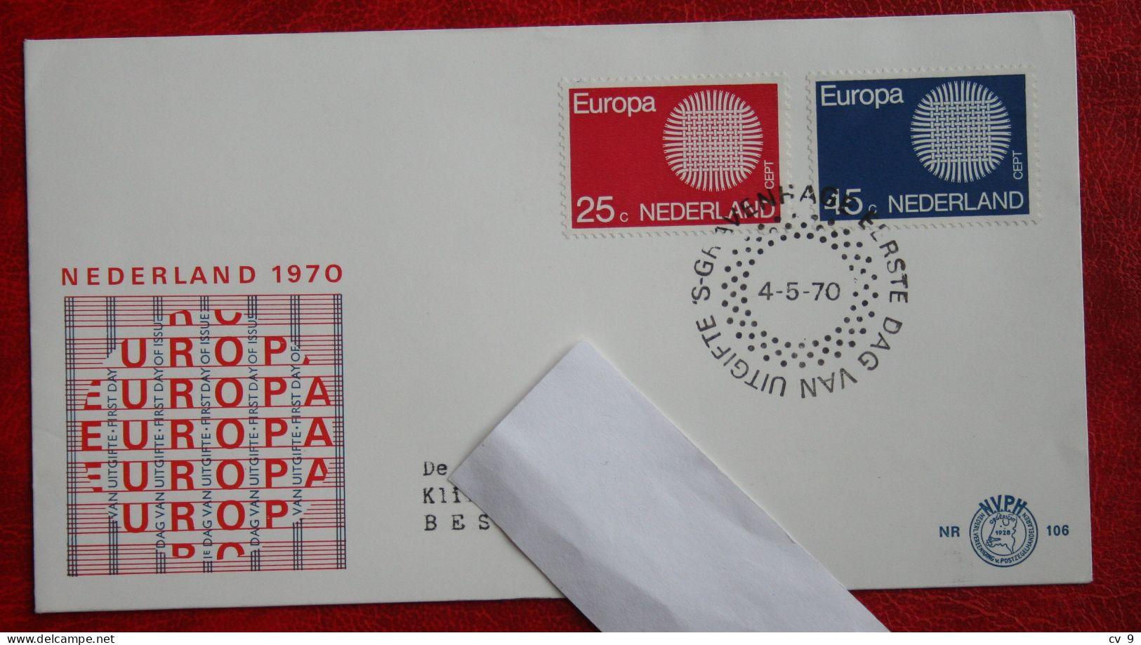 FDC E106 106 EUROPA CEPT NVPH 971-972 1970 With Typed Address NEDERLAND NIEDERLANDE NETHERLANDS - FDC