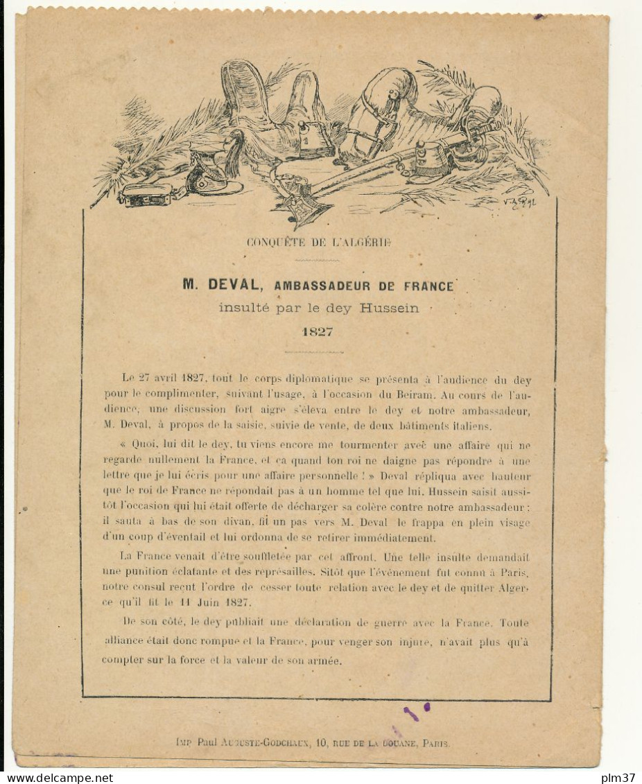 Couverture De Cahier - Conquête De L'Algérie, M. Deval Ambassadeur - Collection Godchaux - Protège-cahiers