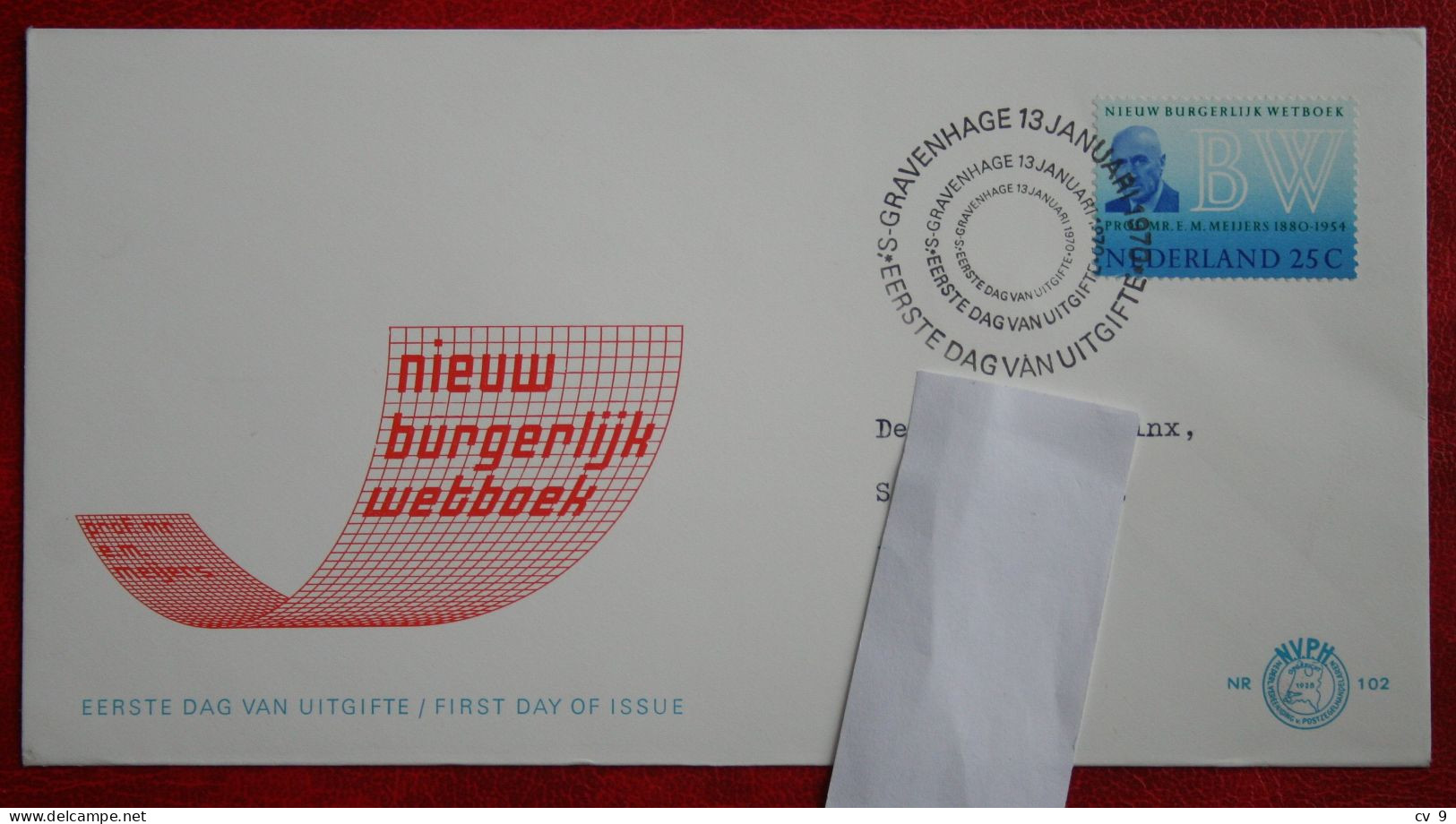 FDC E102 102 Nieuw Burgerlijk Wetboek NVPH 963 1970 With Typed Address NEDERLAND NIEDERLANDE NETHERLANDS - FDC