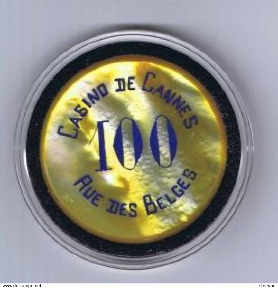 A/ Casino Chip Jeton Nacre Mother Of Pearl Casino De Cannes Rue Des Belges 100 - Casino