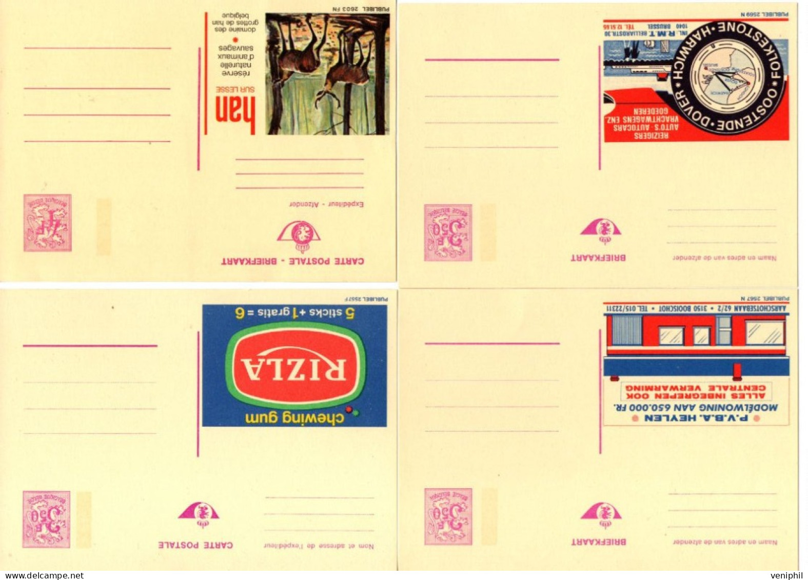 BELGIQUE - 4 ENTIERS POSTAUX PUBLICITAIRES NEUFS - ANNEE 1973 - Stamped Stationery
