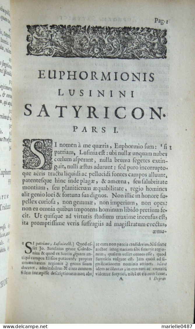 John Barclay - Euphormionis Lusinini Sive Jo. Barclaii Satyrico Leiden, Hackius, 1674 - Livres Anciens