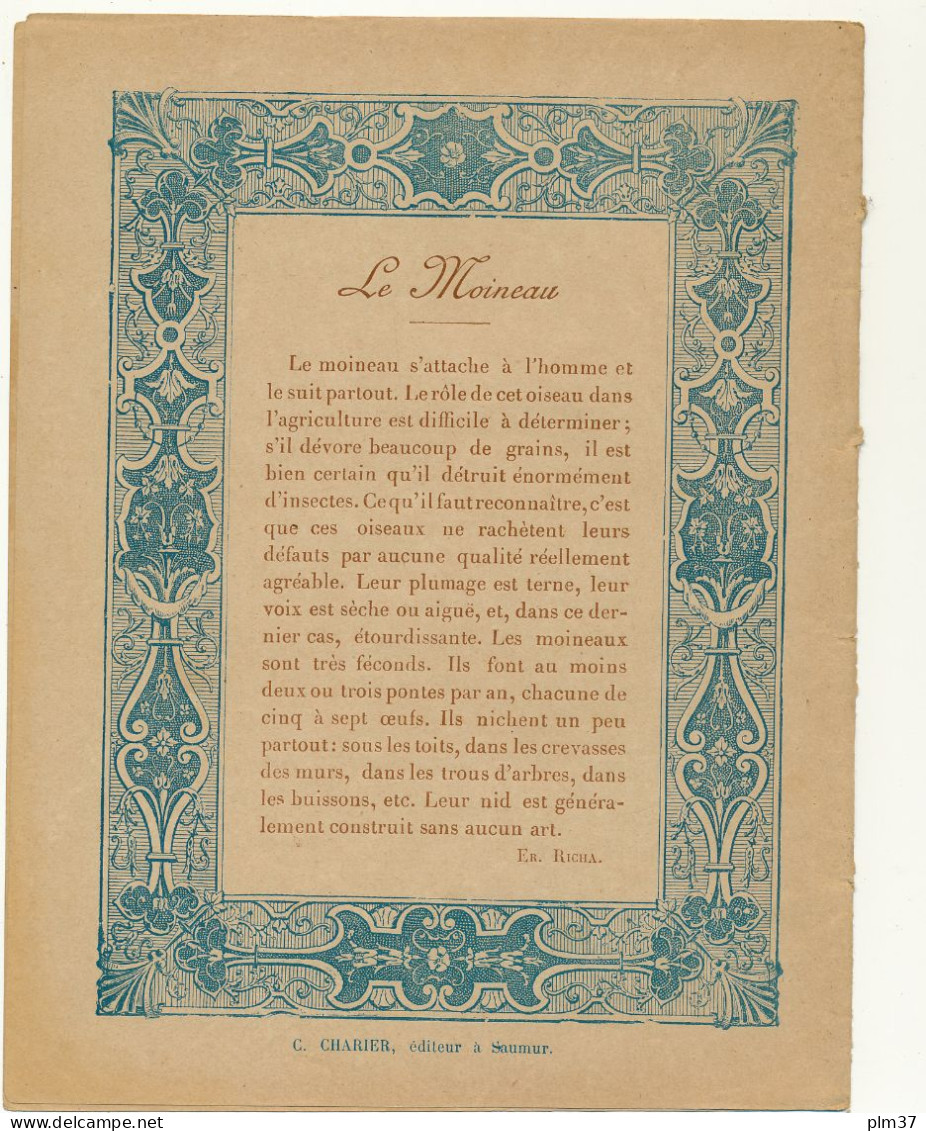 Couverture De Cahier - Le Moineau - C. Charier, Saumur - Protège-cahiers