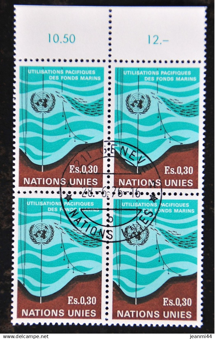 NATIONS-UNIES 1971 - Office De Genève N°15 - Bloc De 4 - Oblitérés