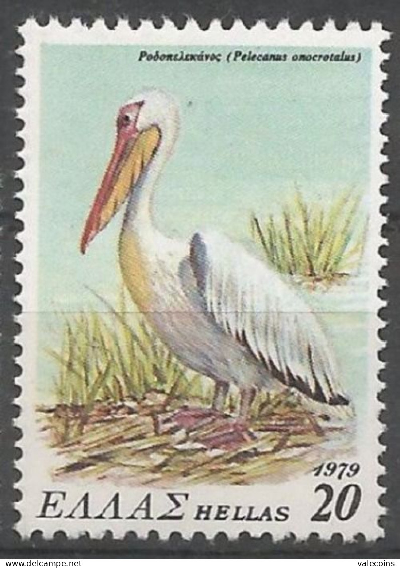 # GRECIA GREECE - 1979 - PELECANUS ONOCROTALUS (Pellicano) - Bird Wild Protection Animal - Stamp MNH - Pelikane