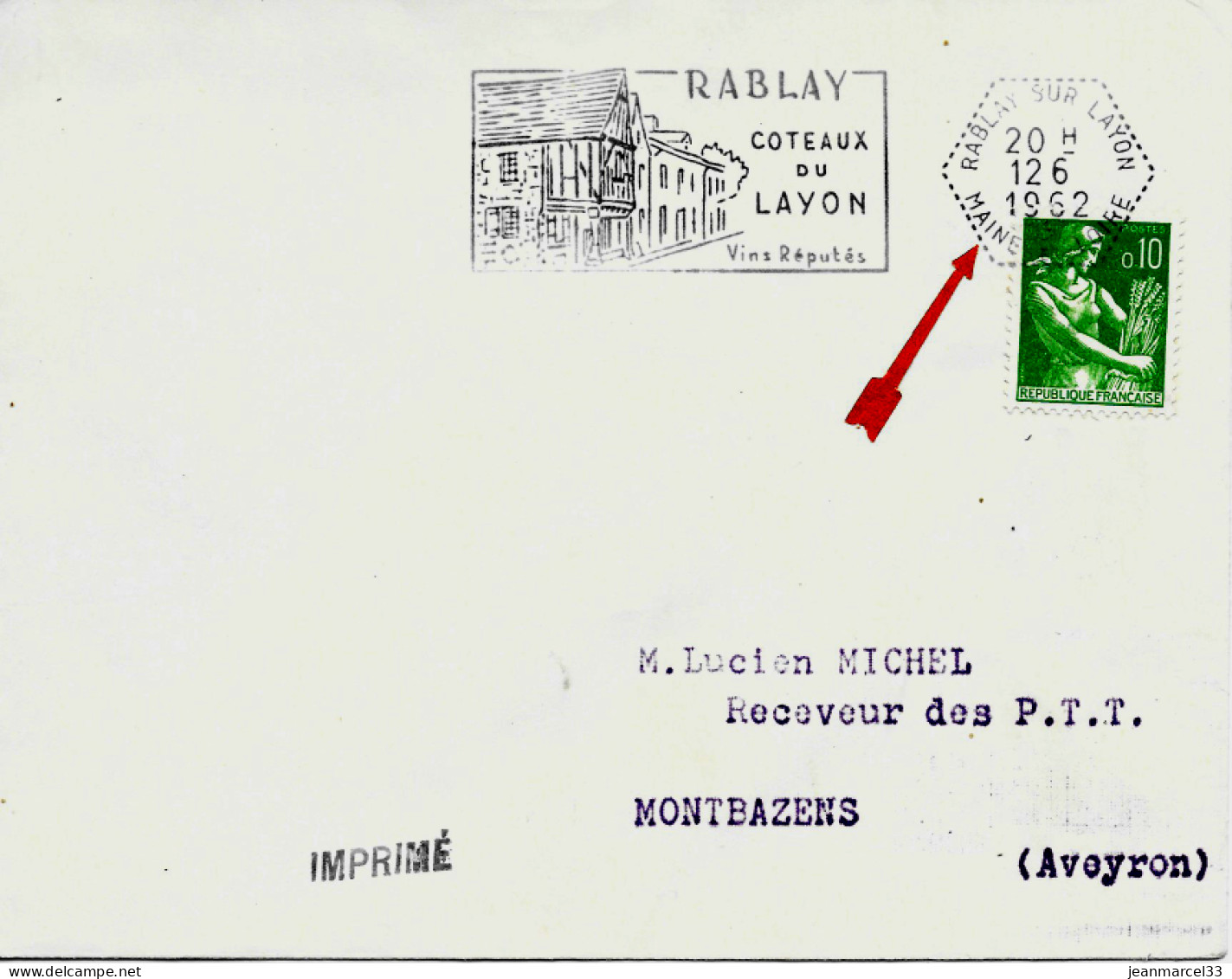 Curiosité Sur Lettre Flamme SECAP Illustrée =o Rablay Sur Layon 126 1962 Couronne Hexagonale En Tirets - Cartas & Documentos