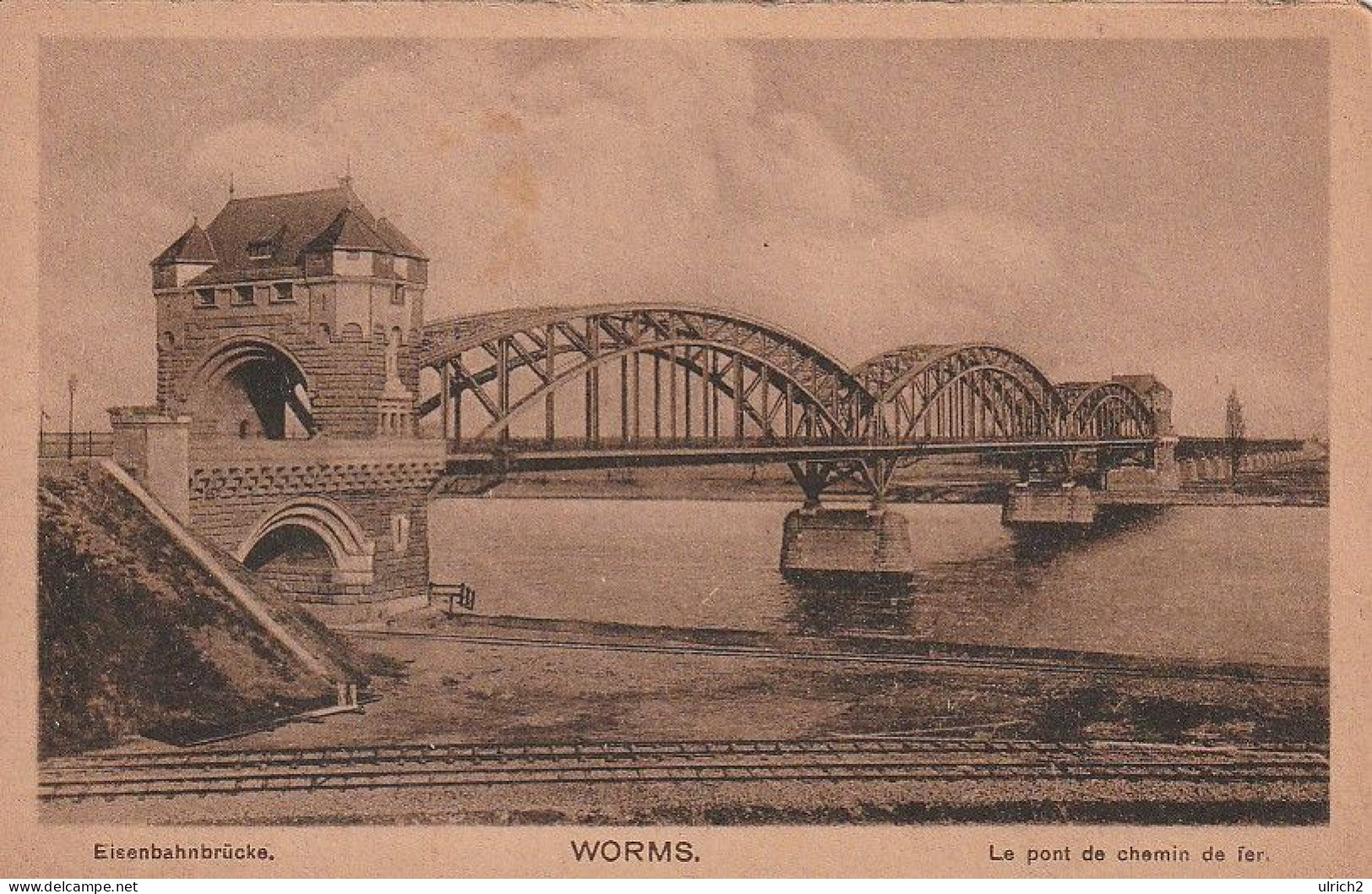 AK Worms - Eisenbahnbrücke - 1921  (65162) - Worms