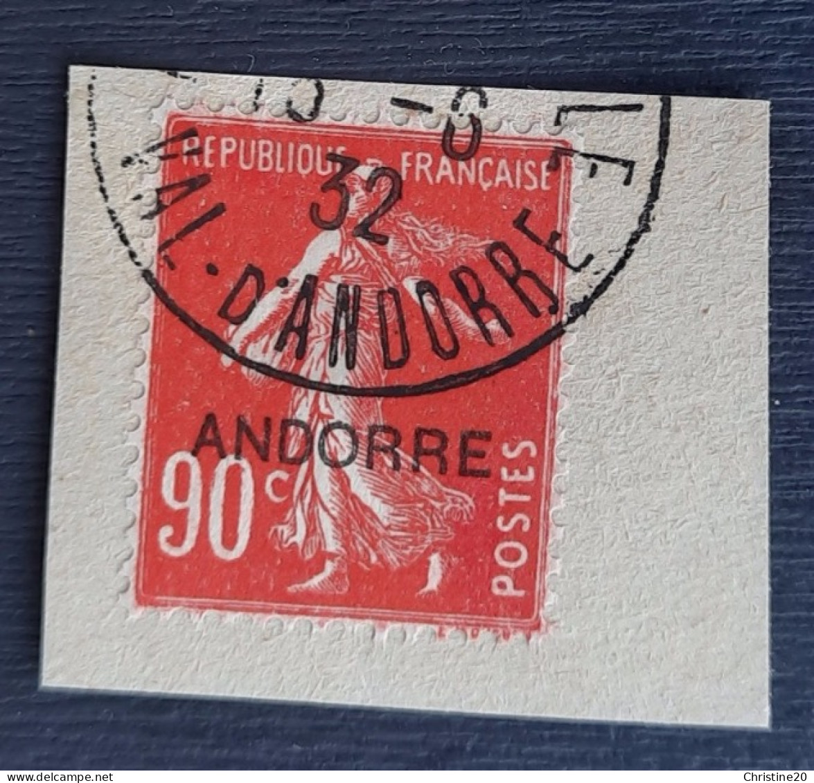 Andorre Français 1932 N°12 Ob Sur Fgt TB Cote 45€ - Oblitérés