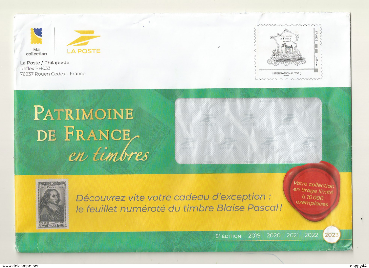 PAP LA POSTE CLUB PHILAPOSTE PROMOTION PATRIMOINE DE FRANCE 2023. - Official Stationery