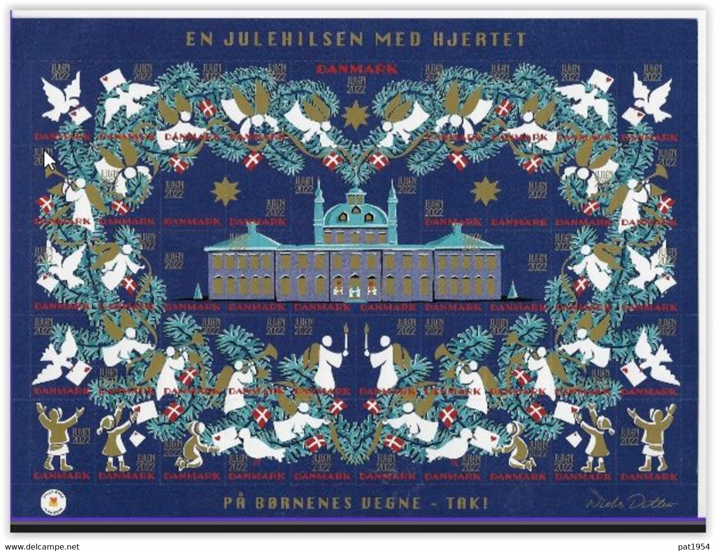 Feuille De Vignettes De Noël Du Danemark 2022 Dentelée Neuve - Plaatfouten En Curiosa