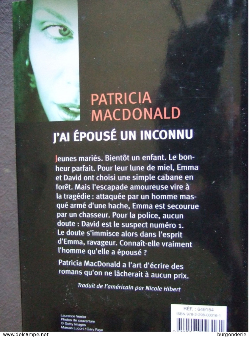 J'AI EPOUSE UN INCONNU / PATRICIA MACDONALD / 2007 - Schwarzer Roman