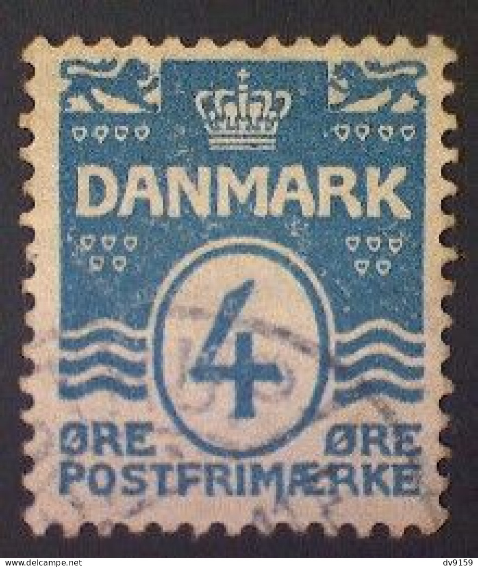 Denmark (Danmark), Scott #60, Used, 1905, Waves And Hearts, 4 øre, Light Blue - Used Stamps