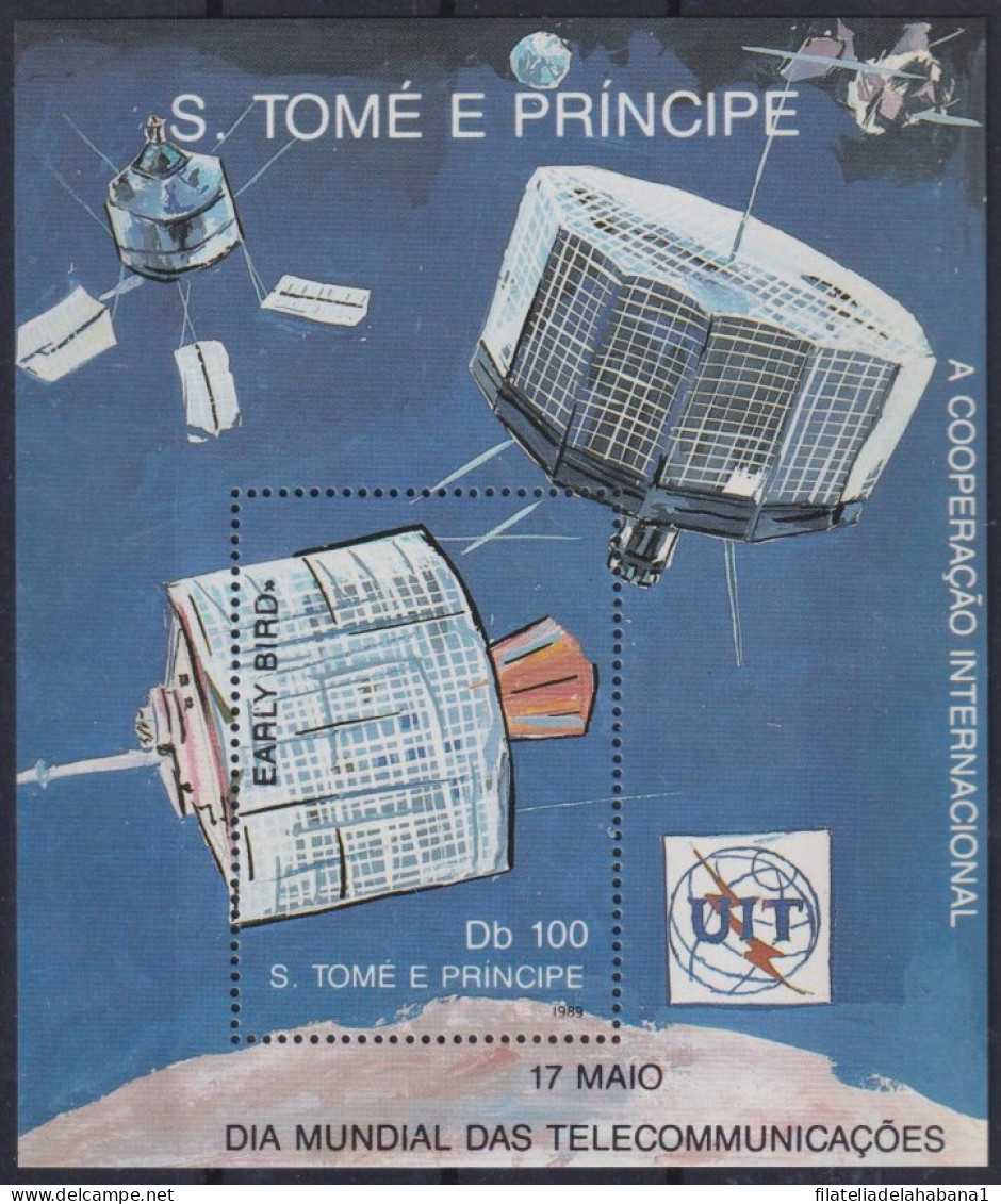 F-EX43011 SAO TOME I PRINCIPE MNH 1989 UIT SATELLITE EARLY BIRD TELECOMMUNICACTION  - Usines & Industries