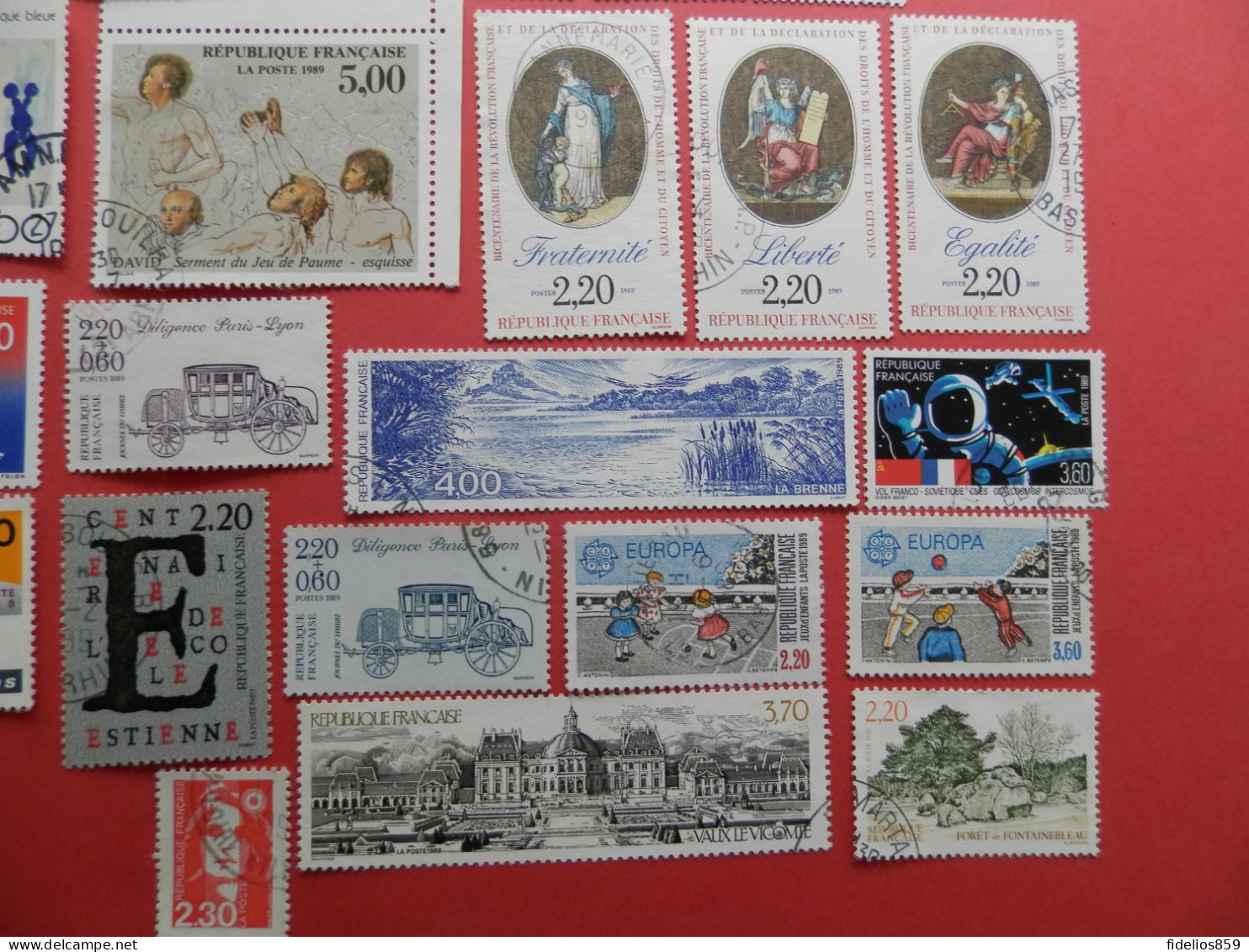 FRANCE OBLITERES : ANNEE COMPLETE 1989 SOIT 54 TIMBRES POSTE DIFFERENTS+ 2 BLOCS ET LE CARNET PC. LUXE - 1980-1989