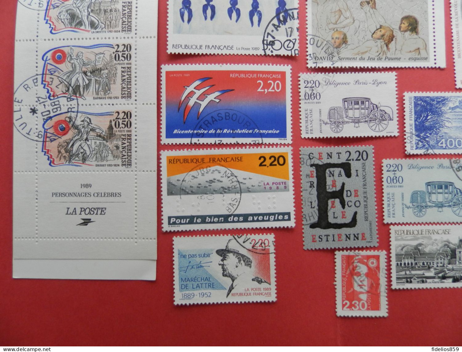 FRANCE OBLITERES : ANNEE COMPLETE 1989 SOIT 54 TIMBRES POSTE DIFFERENTS+ 2 BLOCS ET LE CARNET PC. LUXE - 1980-1989