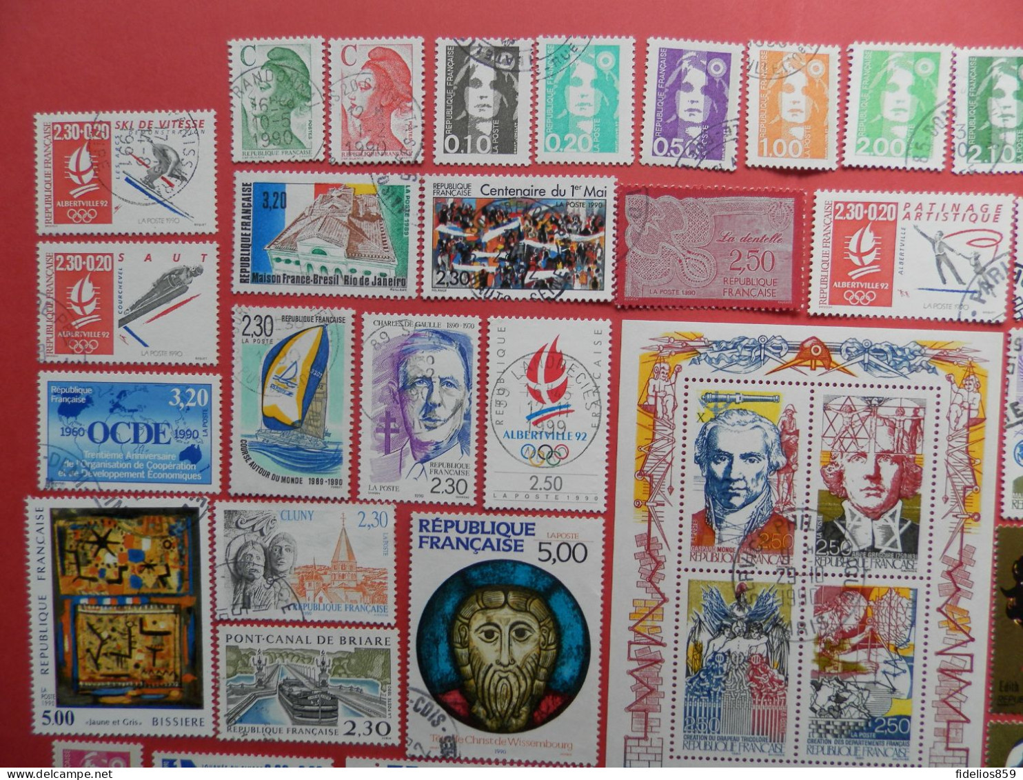 FRANCE OBLITERES : ANNEE COMPLETE 1990 SOIT 60 TIMBRES POSTE DIFFERENTS DONT BF 12. QUALITE LUXE - 1990-1999