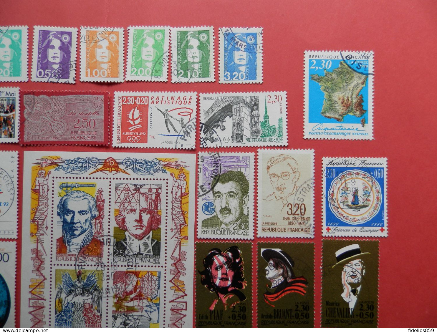 FRANCE OBLITERES : ANNEE COMPLETE 1990 SOIT 60 TIMBRES POSTE DIFFERENTS DONT BF 12. QUALITE LUXE - 1990-1999